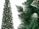 FairyTrees Artificiale Albero di Natale Slim, Pino innevato Bianco Naturale, Materiale PVC...