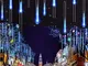 SUAVER Luce Natale LED Pioggia Luci, Impermeabili Solare Luci Decorative Giardino con 30cm...