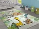 Paco Home Tappeto per Bambini, Giungla con Animali, Beige e Crema, Dimensione:80x150 cm