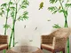 ufengke® Stile Cinese Verde bambù e Uccello Adesivi Murali, Camera da Letto Soggiorno Ades...