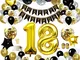 MMTX 18 Decorazioni per Feste di Buon Compleanno in Oro Nero, Palloncini per Compleanno, P...