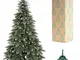 SPRINGOS Albero di Natale di alta qualità simil pino estremità innevate 220 cm effetto inv...