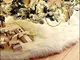 Guwheat - tappetino per albero di Natale, in finta pelliccia, colore bianco, per decorazio...