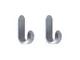 Appendiabiti Curve Mini - / Metallo - Set di 2 - H 5,8 cm di  - Grigio/Argento/Metallo - M...
