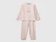 Benetton, Pigiama In Cotone Stretch, Rosa Tenue, Bambini