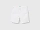 Benetton, Shorts 100% Cotone Con Coulisse, Bianco, Bambini