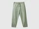 Benetton, Joggers In Cotone Stretch Con Coulisse, Verde Chiaro, Bambini