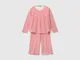 Benetton, Pigiama Ampio A Righe In Cotone Bio, Rosso, Bambini