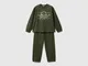 Benetton, Pigiama In Cotone Stretch, Verde Militare, Bambini