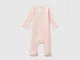 Benetton, Tutina A Costine In Cotone Bio, Rosa Tenue, Bambini