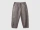 Benetton, Joggers In Cotone Stretch Con Coulisse, Grigio Scuro, Bambini