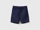 Benetton, Shorts 100% Cotone Con Coulisse, Blu Scuro, Bambini