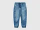 Benetton, Joggers In Felpa Elasticizzata, Blu Chiaro, Bambini