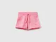 Benetton, Shorts In Felpa 100% Cotone, Rosa, Bambini