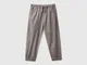 Benetton, Joggers In Cotone Stretch Con Coulisse, Grigio Scuro, Bambini