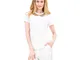 T-shirt in cotone scollo tondo con colletto in pizzo