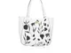 Borsa shopper in pelle con ricamo floreale