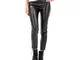 Jegging stretch in similpelle con vita elasticata