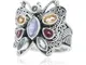 Anello design farfalla in argento 925 con pietre naturali