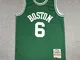 Maglia sportiva da basket in jersey ricamato verde retrò Celtics n. 6