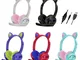 Cartoon Anime Cute LED Headset Bluetooth compatibile Wired Cat Ears Cuffie per bambini Rag...