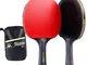 2PCS Professional 6 Star Ping Pong Racchetta Set di racchette da ping pong Brufoli in gomm...