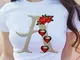 T-shirt a maniche corte con 26 lettere della serie di fiori di nuova moda creativa da donn...