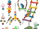 14 pezzi di giocattoli per uccelli set altalena da masticare giocattoli per l'allenamento...