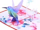 Stampa a colori creativa farfalla colibrì viola carta tridimensionale intaglio biglietto d...