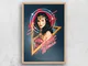 Poster Artistico Wonder Woman Welcome To The 80s - A4 - Wooden Frame