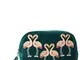  Flamingo Emerald Velvet Cosmetics Bag