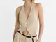  Top halter in misto lino  Beige S