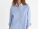  Camicia a righe in popeline oversize  Celeste S