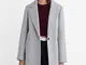  Cappotto tessuto morbido 1 bottone  Grigio melangiato L