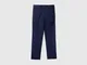 Benetton, Chino Slim Fit In Cotone Stretch, Blu Scuro, Bambini