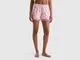 Benetton, Shorts A Fiori In Viscosa Stretch, Rosa, Donna