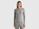 Benetton, Pantaloni In Misto Cotone Stretch, Grigio Scuro, Donna