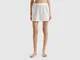 Benetton, Shorts Con Ricami Sangallo, Bianco, Donna