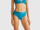 Benetton, Slip Fianco Alto In Cotone Bio Stretch, Verde Ottanio, Donna