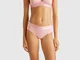 Benetton, Slip Fianco Alto In Cotone Bio Stretch, Rosa, Donna