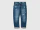 Benetton, Jeans Carrot Fit Con Rotture, Blu, Bambini