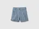 Benetton, Bermuda A Righe In Chambray, Blu, Bambini