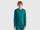 Benetton, Maglia Manica Lunga 100% Cotone, Verde Ottanio, Uomo