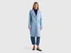 Benetton, Cappotto Midi In Misto Lana, Blu Chiaro, Donna