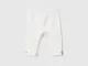 Benetton, Leggings In Cotone Stretch, Bianco Panna, Bambini