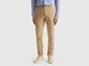 Benetton, Chino Slim Fit In Cotone Leggero, Beige, Uomo