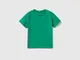 Benetton, T-shirt In Cotone Biologico, Verde, Bambini