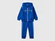 Benetton, Tuta In Felpa 100% Cotone, Bluette, Bambini