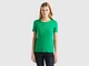 Benetton, T-shirt 100% Cotone Con Stampa Logo Glitter, Verde, Donna