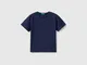 Benetton, T-shirt In Cotone Biologico, Blu Scuro, Bambini